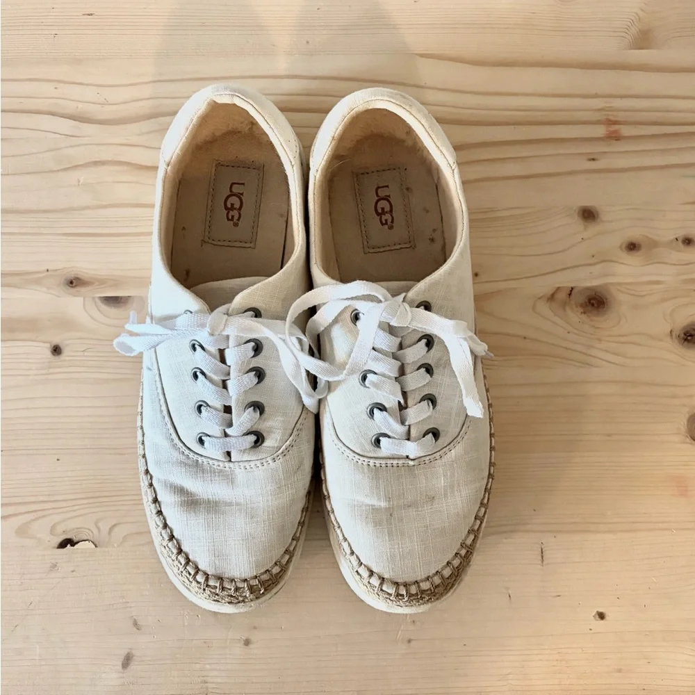 UGG Eyan II Women's Beige Canvas Lace Up Shoes Sneakers Jute Women’s 8